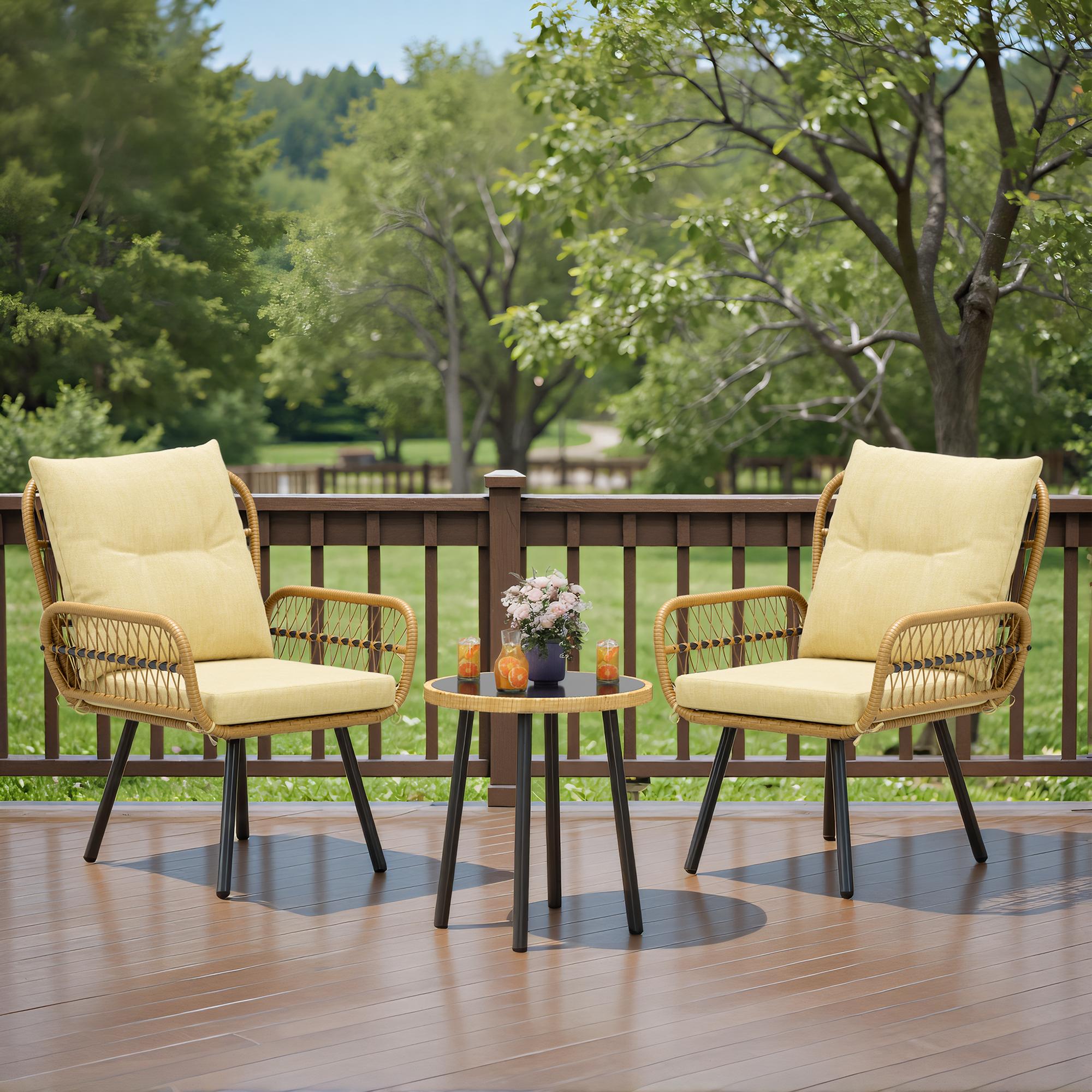 Bealife WR213 Gartenmöbel Set 3-teilig, Balkonmöbel Set aus Metall mit wasserdichten Kissen, Wetterfeste Lounge Sitzgruppe für Balkon Terrasse