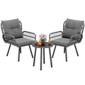 Bealife WR213 Gartenmöbel Set 3-teilig, Balkonmöbel Set aus Metall mit wasserdichten Kissen, Wetterfeste Lounge Sitzgruppe für Balkon Terrasse