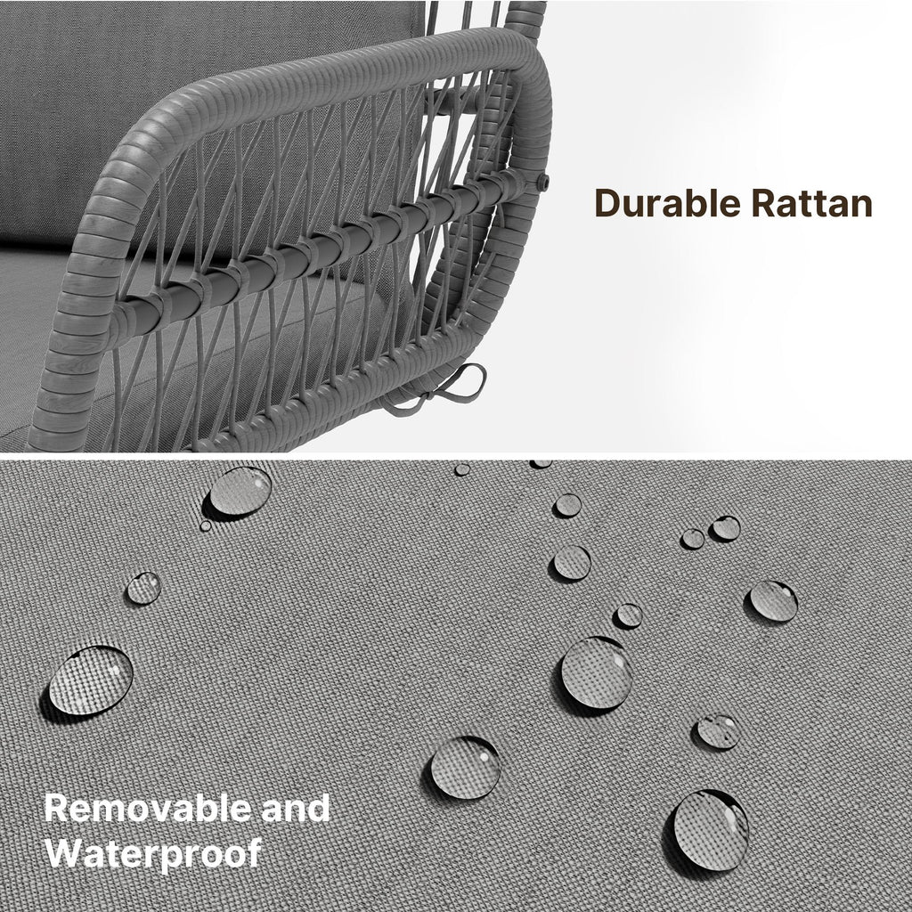 Bealife WR213 Gartenmöbel Set 3-teilig, Balkonmöbel Set aus Metall mit wasserdichten Kissen, Wetterfeste Lounge Sitzgruppe für Balkon Terrasse