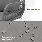 Bealife WR213 Gartenmöbel Set 3-teilig, Balkonmöbel Set aus Metall mit wasserdichten Kissen, Wetterfeste Lounge Sitzgruppe für Balkon Terrasse