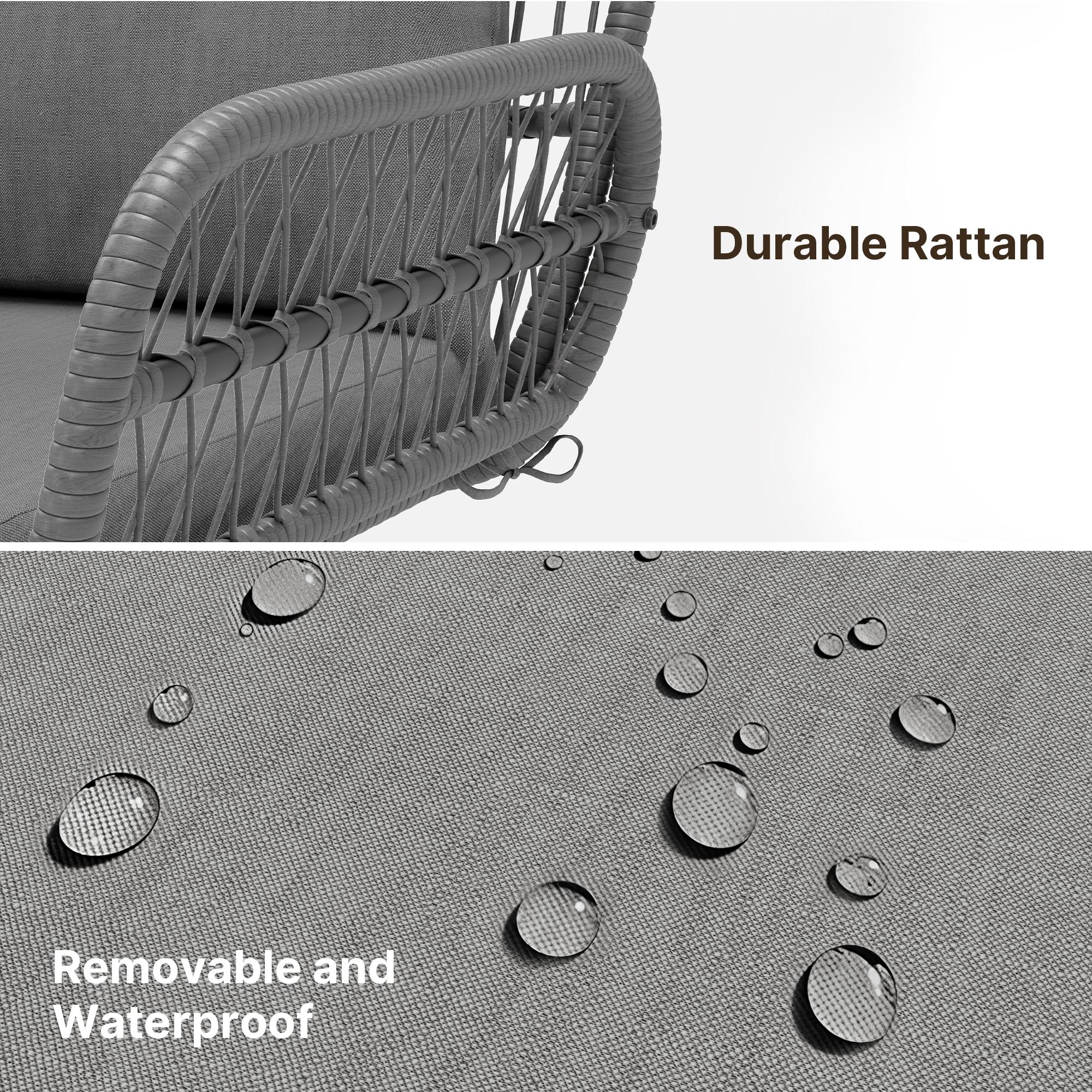 Bealife WR213 Gartenmöbel Set 3-teilig, Balkonmöbel Set aus Metall mit wasserdichten Kissen, Wetterfeste Lounge Sitzgruppe für Balkon Terrasse