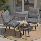 Bealife WR213 Gartenmöbel Set 3-teilig, Balkonmöbel Set aus Metall mit wasserdichten Kissen, Wetterfeste Lounge Sitzgruppe für Balkon Terrasse