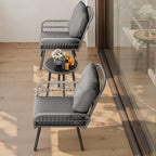 Bealife WR213 Gartenmöbel Set 3-teilig, Balkonmöbel Set aus Metall mit wasserdichten Kissen, Wetterfeste Lounge Sitzgruppe für Balkon Terrasse